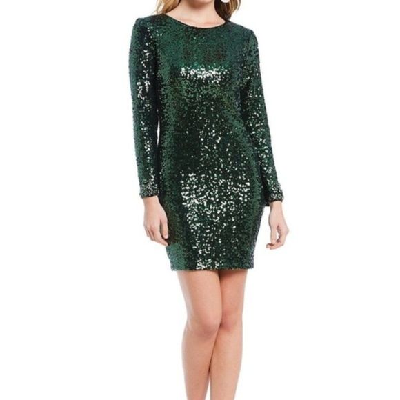 Badgley Mischka Dresses & Skirts - Badgley Mischka Green Sequin Shamrock Mini Dress Size 14